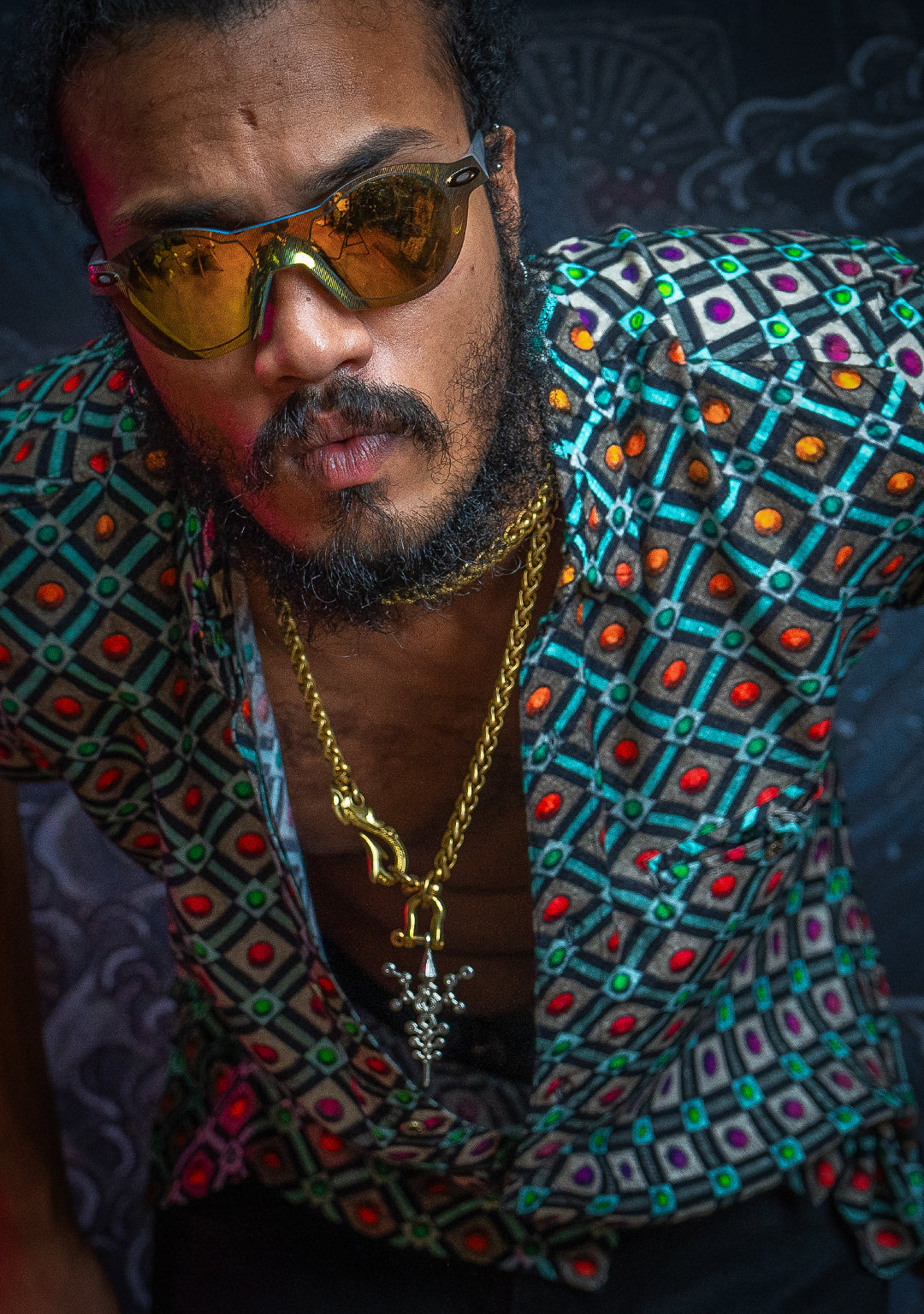 Shirt Men Half Sleeves / Viscose Diamond Weave- STRABERRY ICE